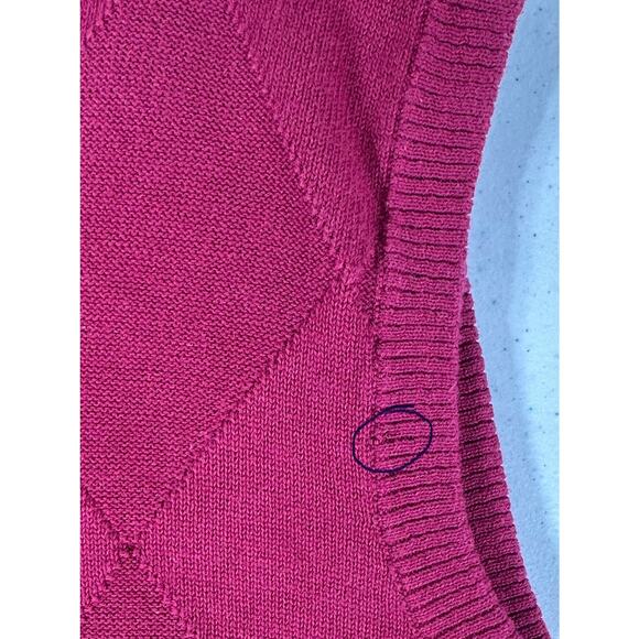 Alan Flusser Mens Pullover Sweater Vest Size XL Dark Red Burgundy Solid Argyle - Picture 9 of 9